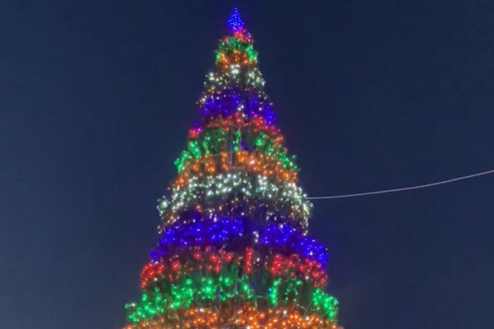 В центре Усть-Абакана установили новогоднюю елку